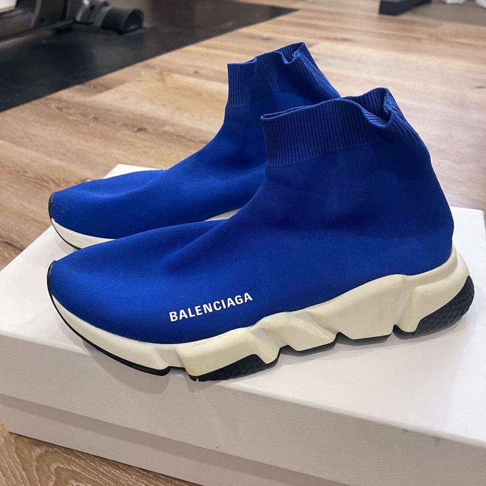 BALENCIAGA Women Speed Sneakers Blue Saphir